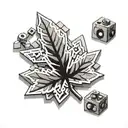A weed leaf made out of lego bricks, representing your favorite things combined tattoo design idea