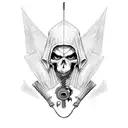 Grim Reaper Scythe with hood black and white tattoo design idea