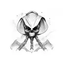Grim Reaper Scythe with hood black and white tattoo design idea