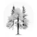a single upsidedown Douglas fir tree  tattoo design idea