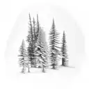 a single upsidedown Douglas fir tree  tattoo design idea