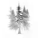 a single upsidedown Douglas fir tree  tattoo design idea