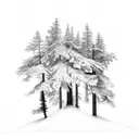 a single upsidedown Douglas fir tree  tattoo design idea