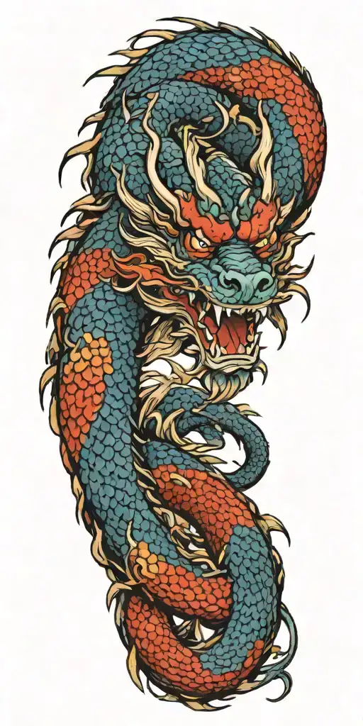 japanese dragon faying tattoo design idea