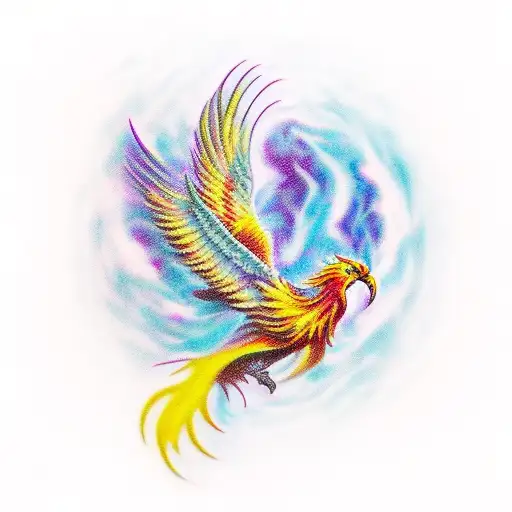 phoenix with fingerprints tattoo design idea