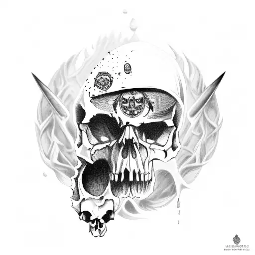 dagger with skull and blood tattoo design idea