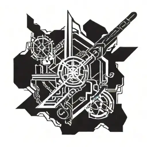 cyber sigilism sleeve tattoo tattoo design idea