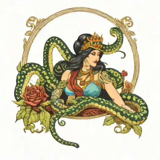 empress tarot card with a snake wrapped around it  tattoo design idea