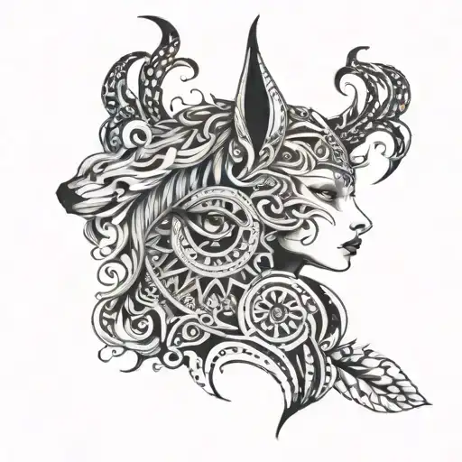 freya diosa nordic with busola tattoo design idea