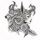 freya diosa nordic with busola tattoo design idea