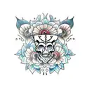 A traditional tattoo design featuring an intricately detailed animal skull adorned with delicate flowers tattoo design idea