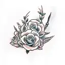 A traditional tattoo design combining animal skulls and flowers into a beautiful and balanced composition tattoo design idea