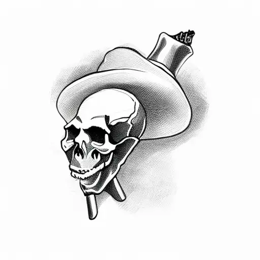 Skull smoking a Cuban cigar wearing a sombrero tattoo design idea