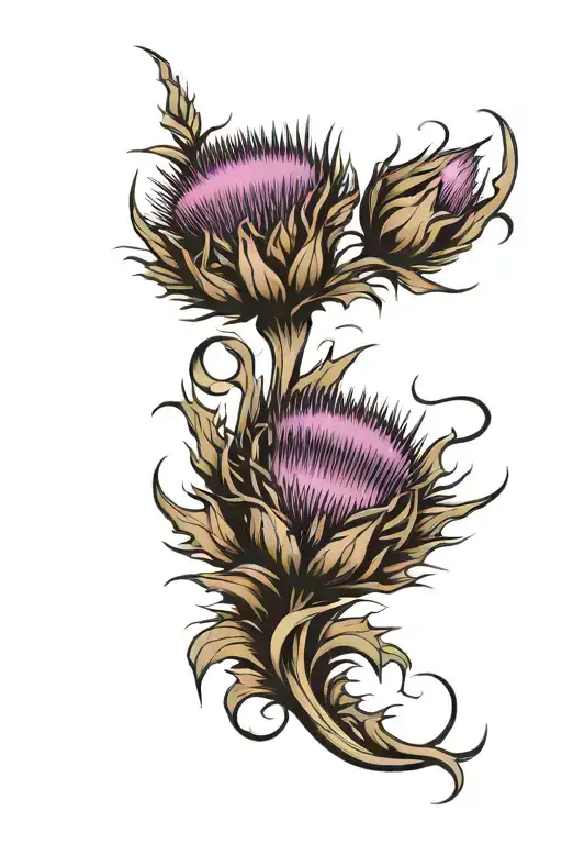 scottish thistle with 4130 steel plated shoulder tattoo design idea