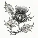 scottish thistle with 4130 steel plated shoulder tattoo design idea