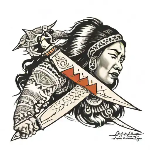 Inuit women's knife tattoo design idea
