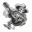 Skeleton Cowboy playing guitar tattoo design idea