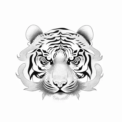 japanese tiger with foo dog tattoo design idea