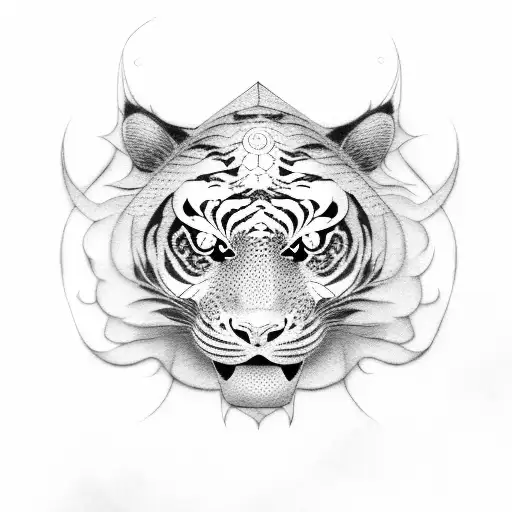 japanese tiger and foo dog tattoo design idea