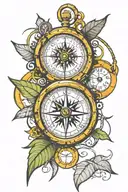 compass and clock face tattoo design idea