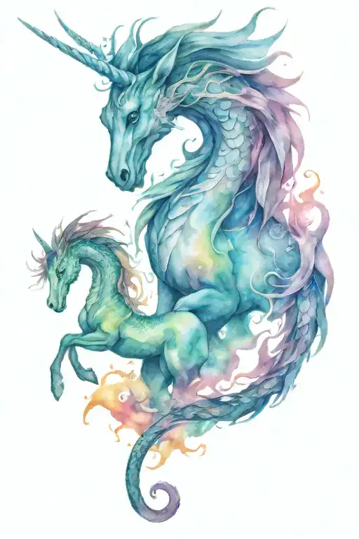 dragon and unicorn tattoo design idea