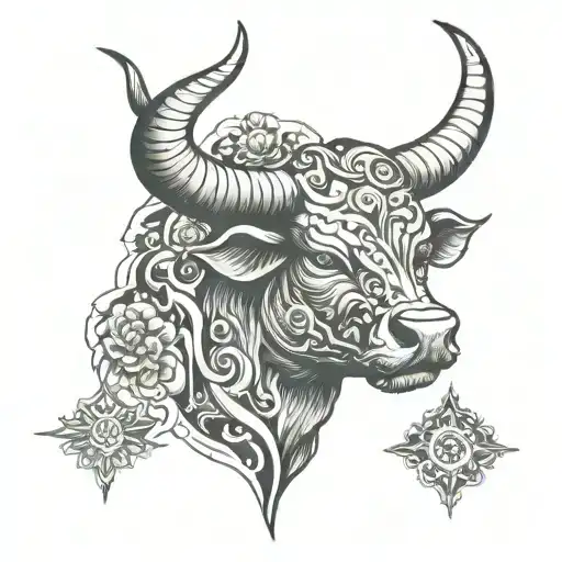 trading bull head tattoo design idea