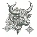 trading bull head tattoo design idea