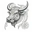trading bull head tattoo design idea