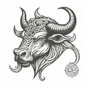 trading bull head tattoo design idea