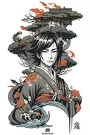elegant Japanese tattoo featuring characters from howls moving castle tattoo design idea