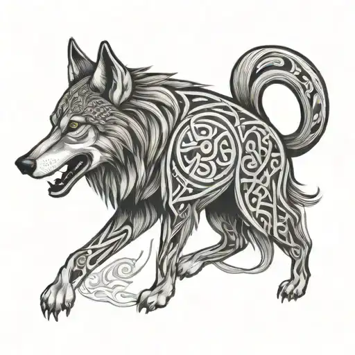 irish wolf on celtic design tattoo design idea