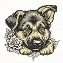 german shepherd baby girl tattoo design idea