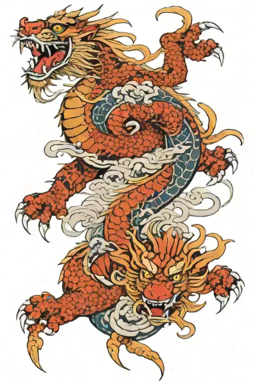 Dragon battles with tiger tattoo design idea