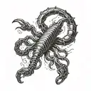 typography scorpion  tattoo design idea