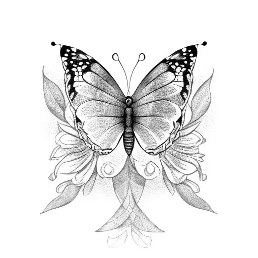 butterfly half olive tree tattoo design idea