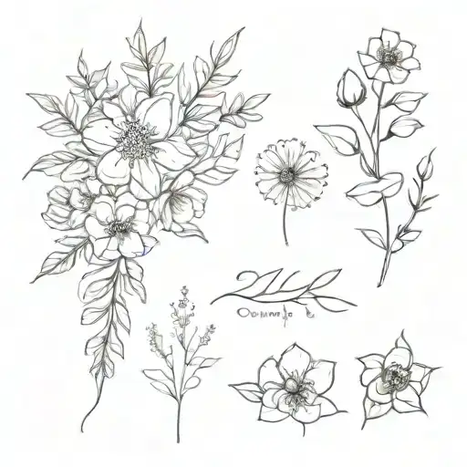 july and august birth flower bouquet tattoo design idea