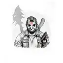 Jason Voorhees holding a chainsaw tattoo design idea