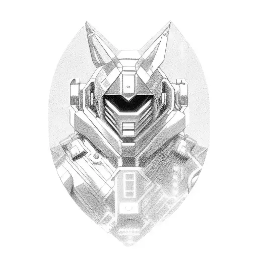 Forex trading charts integrated with anime elements like giant robots and futuristic technology tattoo design idea