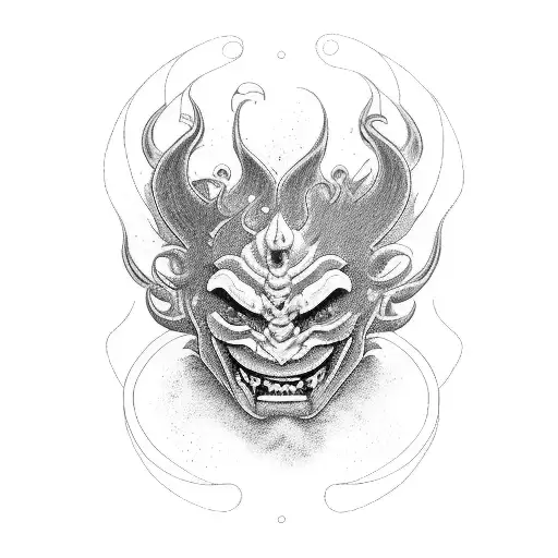 susanoo oni mask tattoo design idea