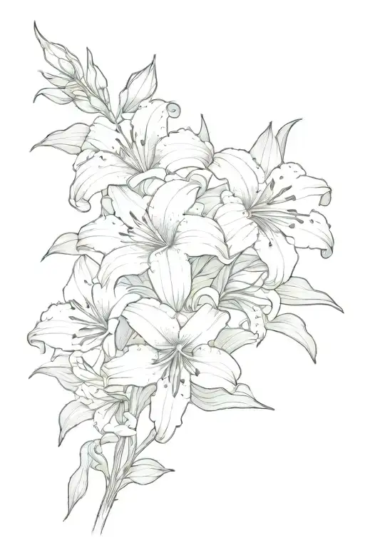 Morning glory,daylily,phalaenopsis,Scabiosa bouqet   tattoo design idea