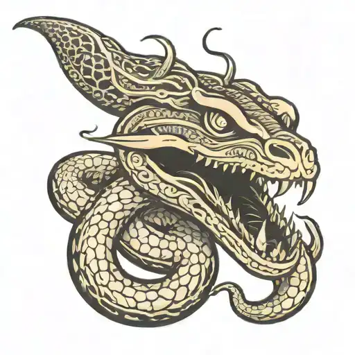 head of a snake with an evil askal and an extended tongue tattoo design idea