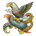 Snake attacking an eagle tattoo design idea