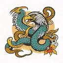 Snake attacking an eagle tattoo design idea