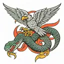 Snake attacking an eagle tattoo design idea