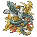 Snake attacking an eagle tattoo design idea