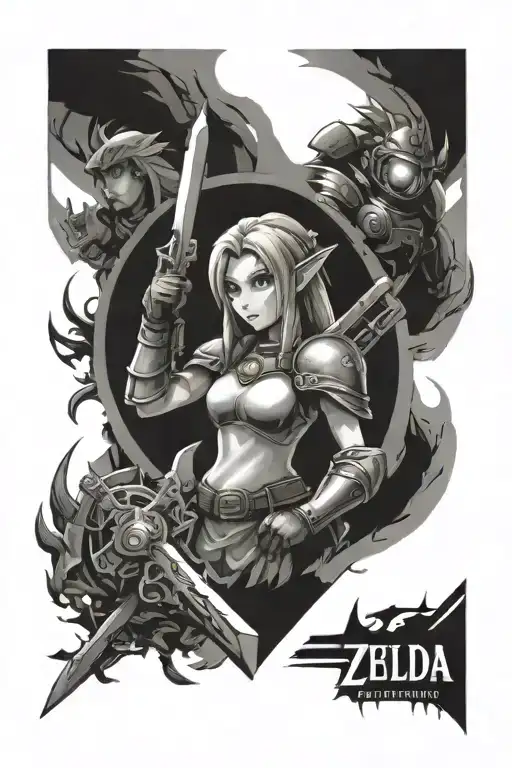 zelda, final fantasy 7, halo tattoo design idea