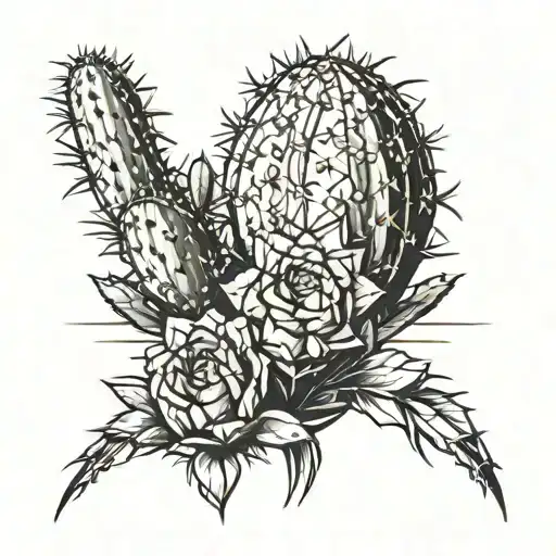 desert cacti tattoo design idea