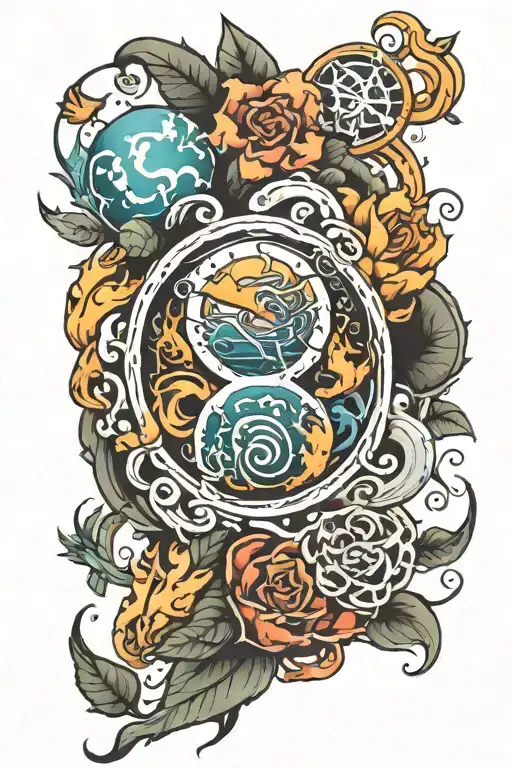 Water Earth Fire Air tattoo design idea