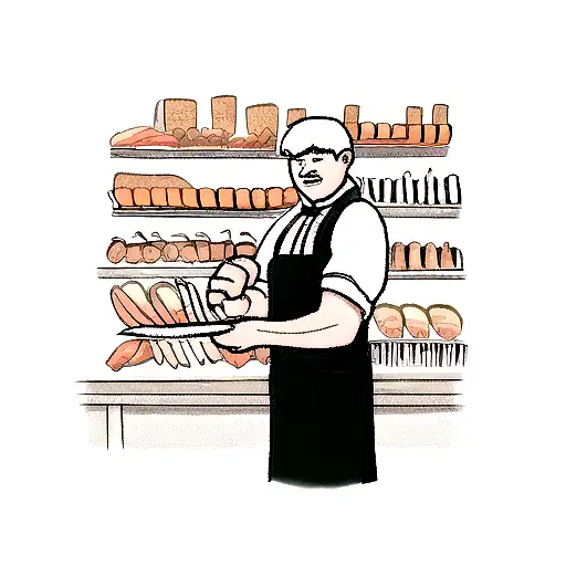 working class butcher with a knife  tattoo design idea