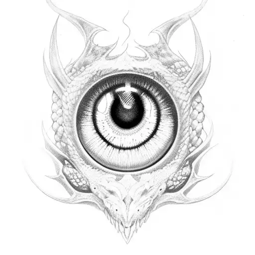 Dotwork tattoo of a night fury dragon's eye tattoo design idea
